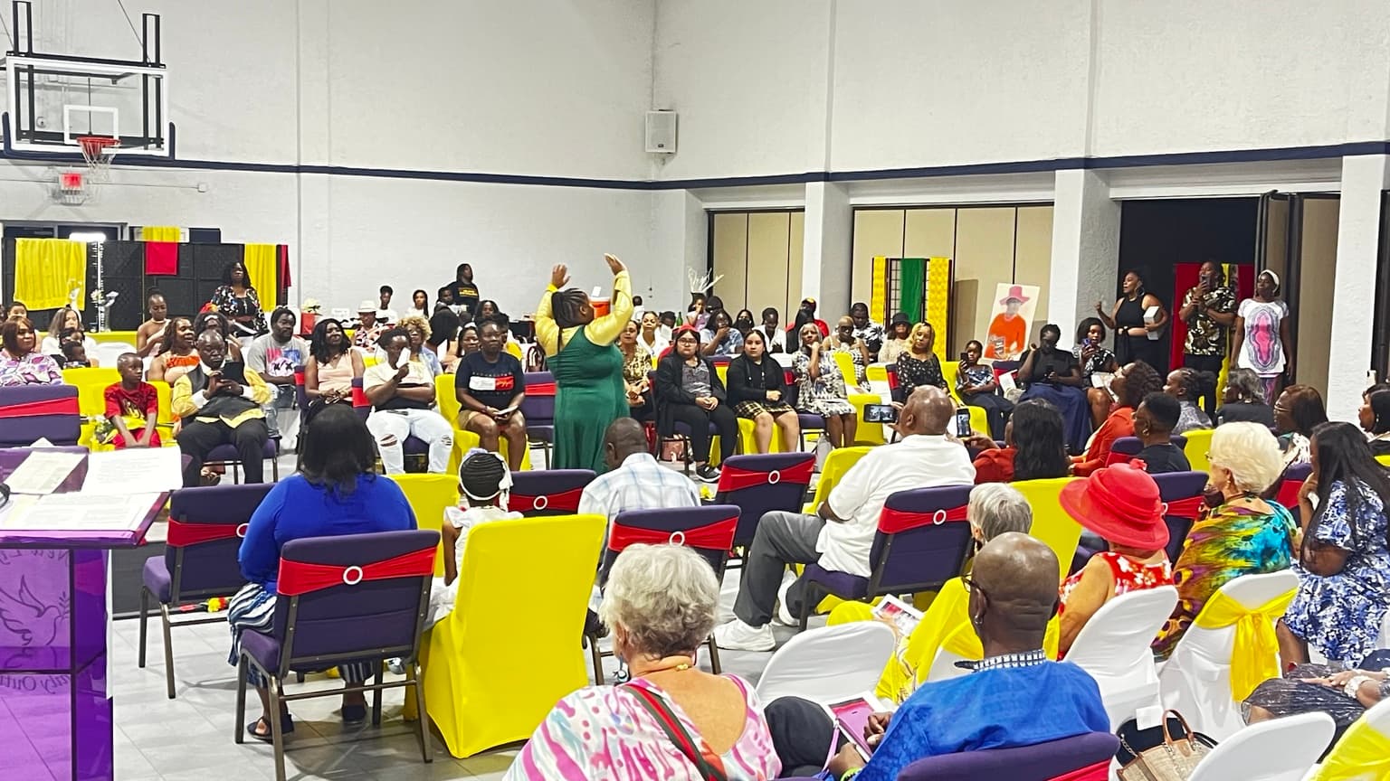 A multigenerational community gathering in a neighborhood facility