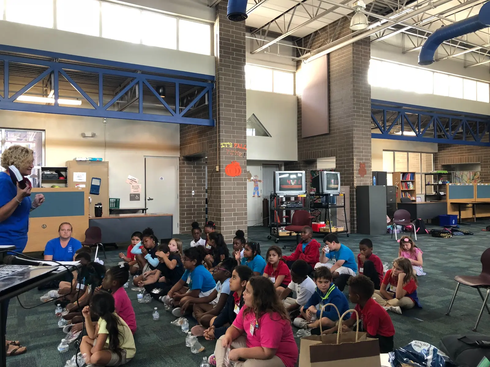 Children participating in a group learning activity